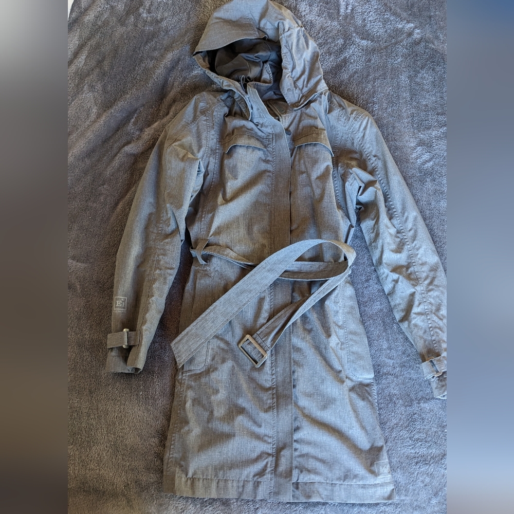 Long grey belted REI womens raincoat (small)